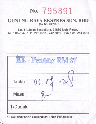 Bilet Malezja Komunikacja Międzymiastowa