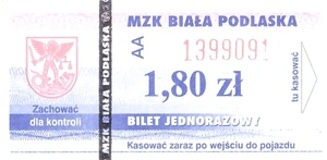 Bilet Biała Podlaska 1,80