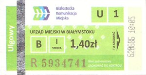 Bilet Białystok 1,40