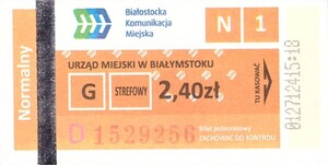 Bilet Białystok 2,40