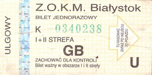 Bilet Białystok GB U