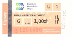 Bilet Białystok 1,00