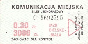 Bilet Bielsko Biała 0,30/3000