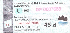 Bilet Bydgoszcz 45 11,2008