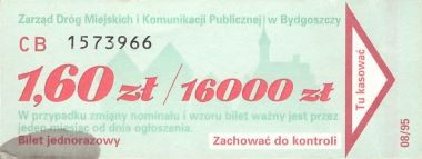 Bilet Bydgoszcz 1,60/16000