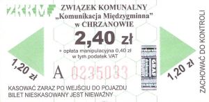 Bilet Chrzanów 2,40 + 0,40