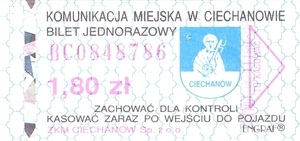 Bilet Ciechanów 1,80