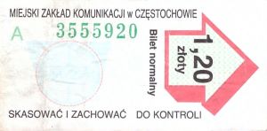 Bilet Częstochowa 1,20