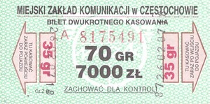 Bilet Częstochowa 70/7000