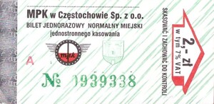 Bilet Częstochowa