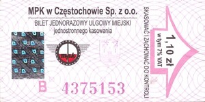 Bilet Częstochowa