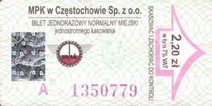 Bilet Częstochowa