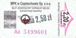 Bilet Częstochowa