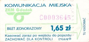 Bilet Gdańsk 1,65