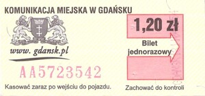 Bilet Gdańsk 1,20