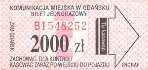 Bilet Gdańsk 2000