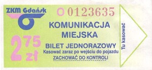 Bilet Gdańsk 2,75