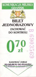 Bilet Gdańsk 0,70 pion
