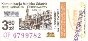 Bilet Gdańsk 3,60 140 lat 