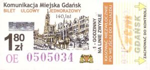 Bilet Gdańsk 1,80 140 lat 