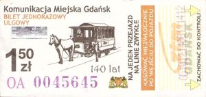 Bilet Gdańsk 1,50 140 lat 
