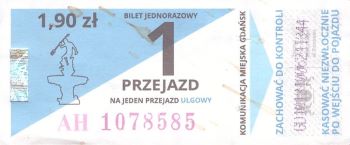 Bilet Gdańsk 3,20