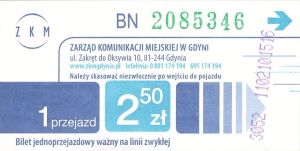 Bilet Gdynia 2,50 pouczenie