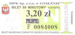 Bilet Gniezno 3,20