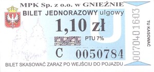 Bilet Gniezno 1,10