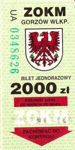 Bilet Gorzów Wielkopolski 2000