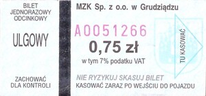 Bilet Grudziądz 0,75