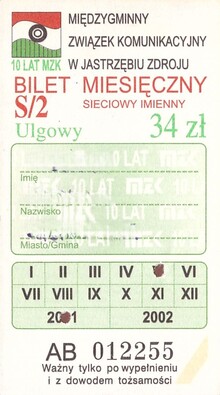 Bilet Jastrzębie Zdrój 34 05 2001