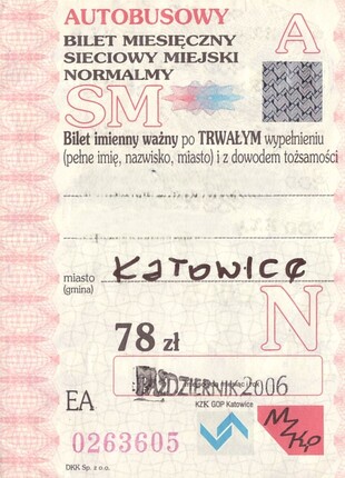 Bilet Katowice 11 2006