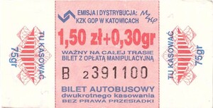 Bilet Katowice 1,50+0,30