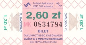 Bilet Katowice 2,60