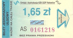 Bilet Katowice 1,65