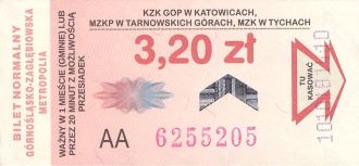 Bilet Katowice 1,90 hologram strzałka do góry