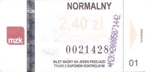 Bilet Kędzierzyn Koźle 2,40