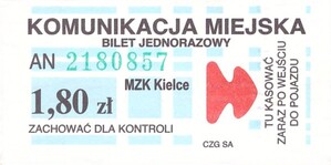 Bilet Kielce 1,80