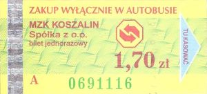 Bilet Koszalin 1,70