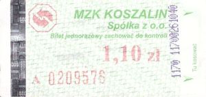 Bilet Koszalin 1,10