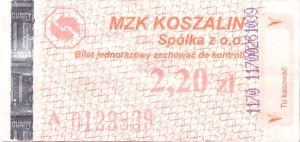 Bilet Koszalin 2,20