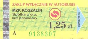 Bilet Koszalin 1,25