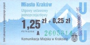 Bilet Kraków 1,25 + 0,25
