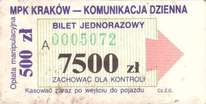Bilet Kraków 7500