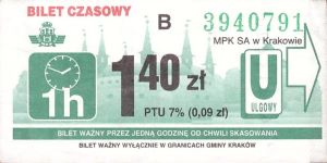 Bilet Kraków 1,40