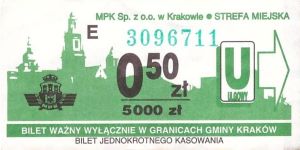 Bilet Kraków 0,50/5000