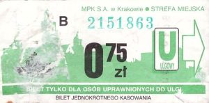 Bilet Kraków 0,75