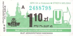 Bilet Kraków 1,10 Kierowca