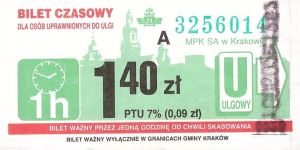 Bilet Kraków 1,40